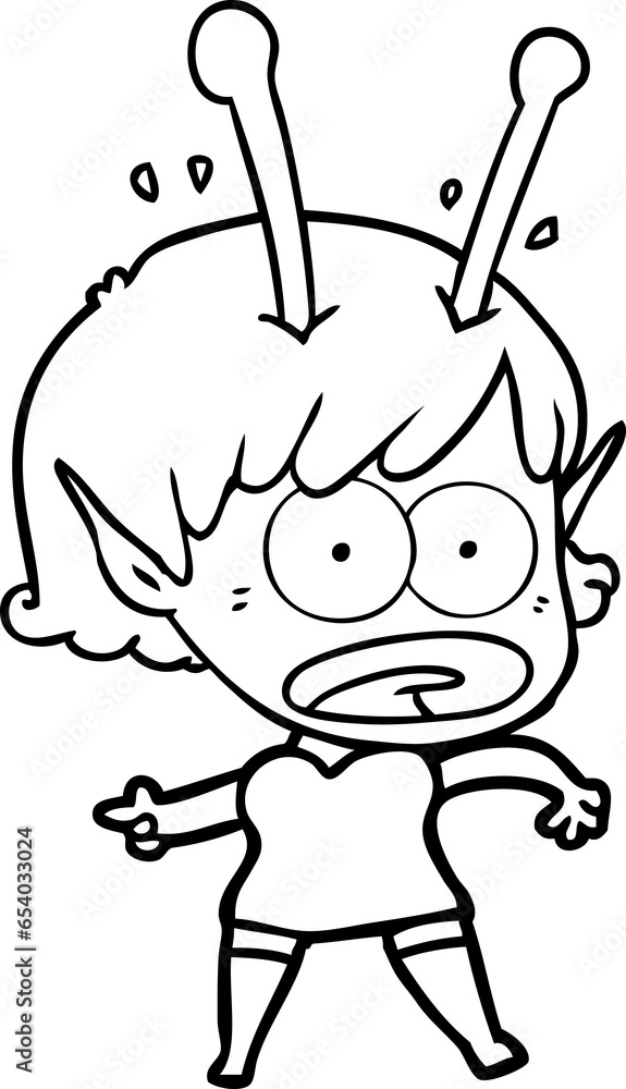 cartoon shocked alien girl