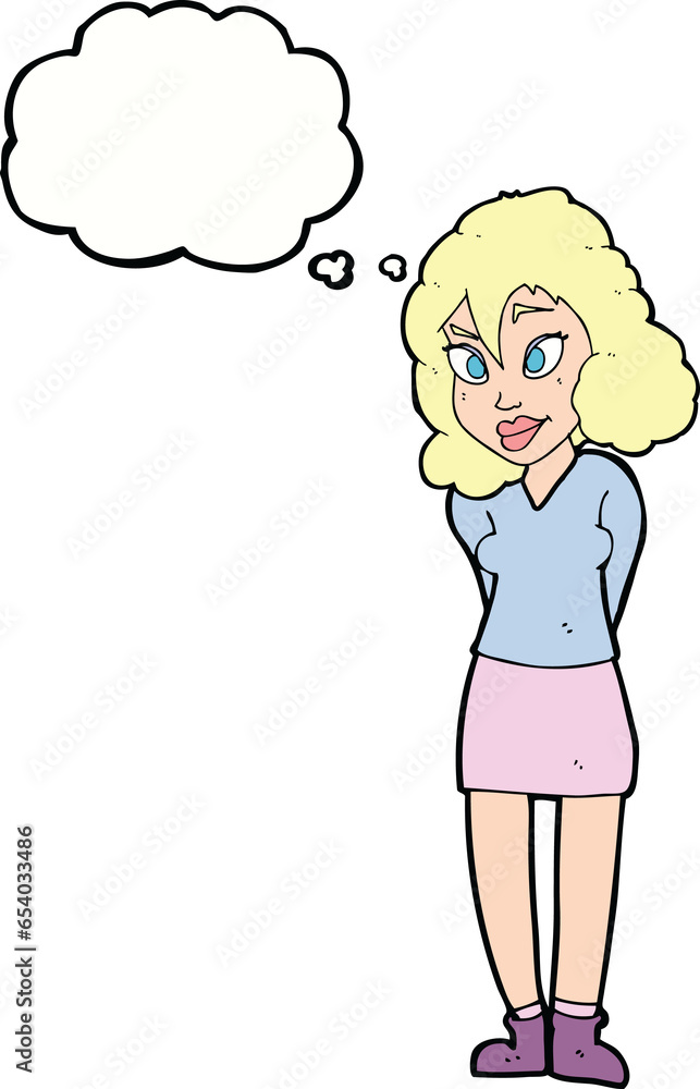 cartoon confused woman with thought bubble cartoon confused woman with thought bubble