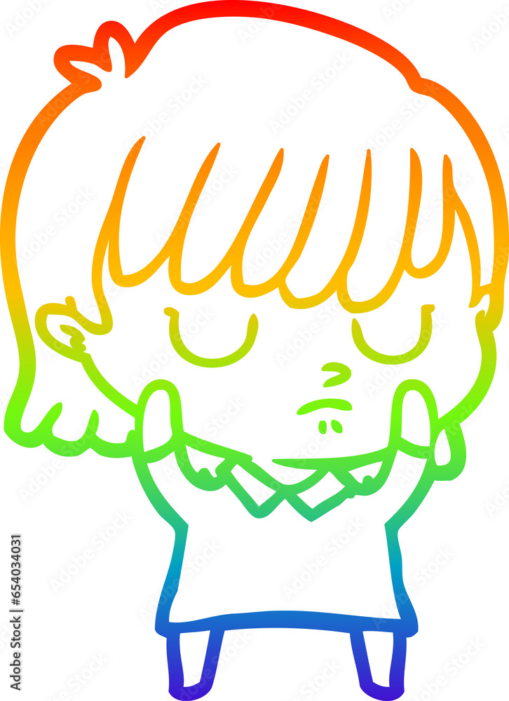 rainbow gradient line drawing of a cartoon woman rainbow gradient line drawing of a cartoon woman