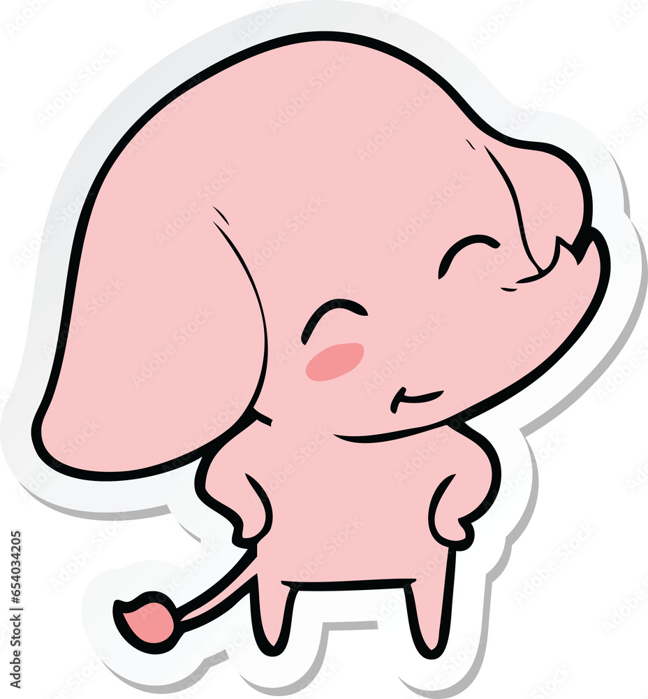 sticker of a cute cartoon elephant