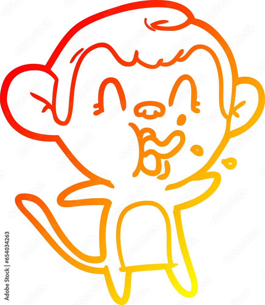 warm gradient line drawing of a crazy cartoon monkey warm gradient line drawing of a crazy cartoon monkey