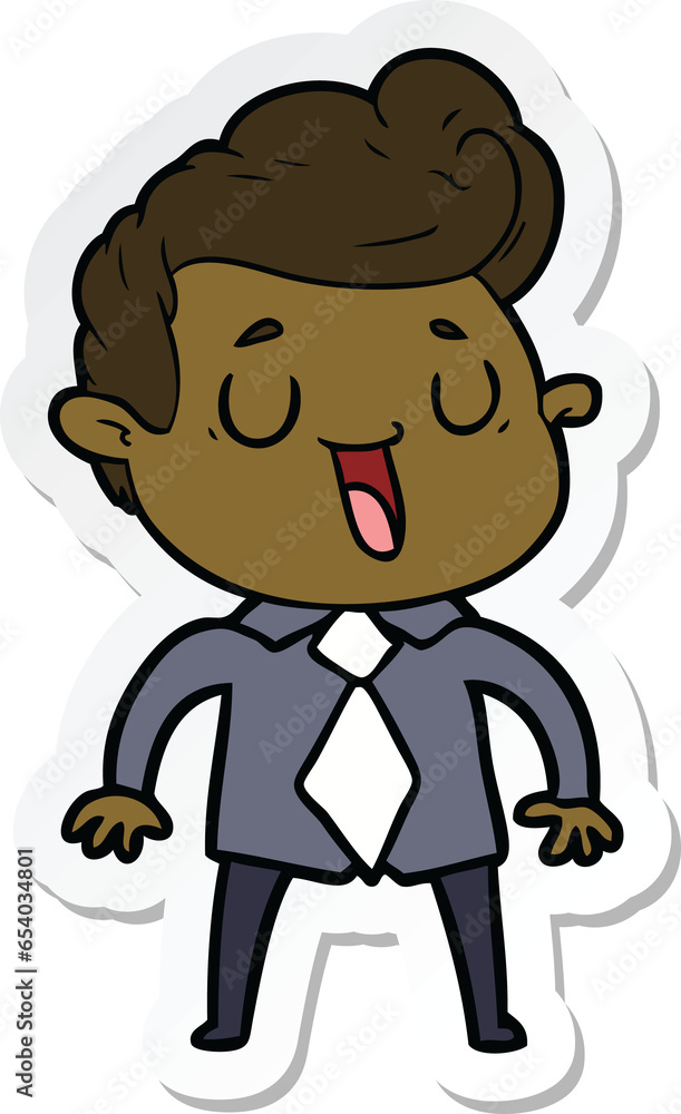 sticker of a happy cartoon man sticker of a happy cartoon man