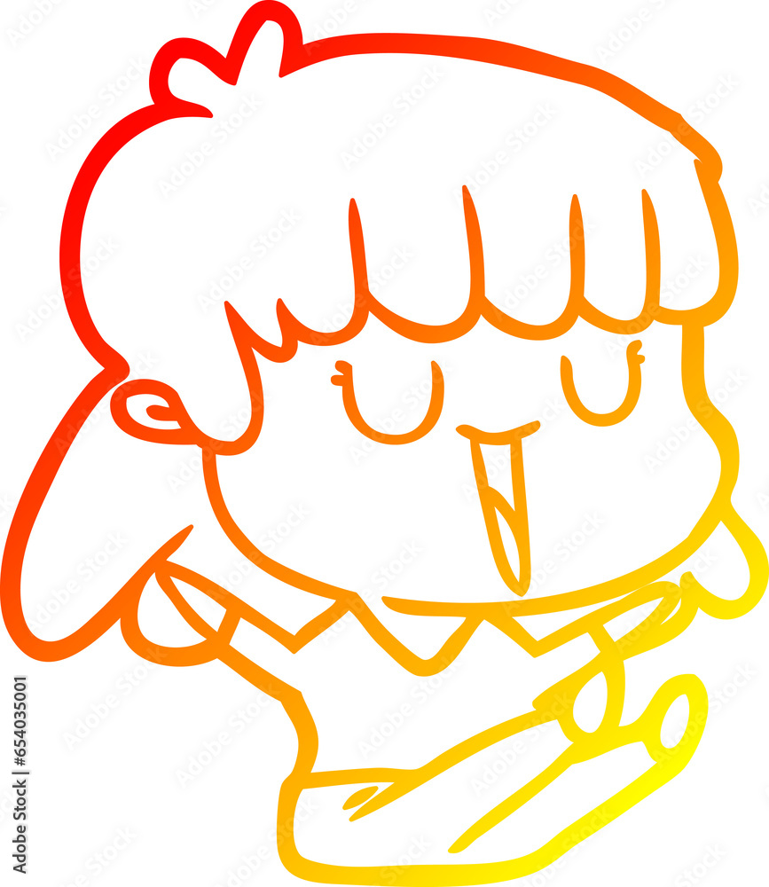 warm gradient line drawing of a cartoon woman warm gradient line drawing of a cartoon woman