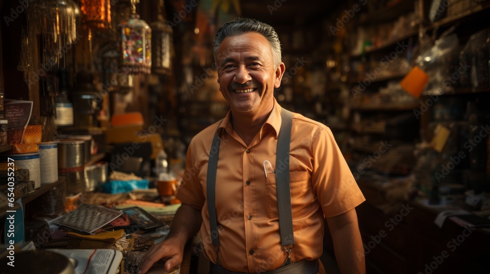 Obraz premium local businessman in store, self-employed or entrepreneur