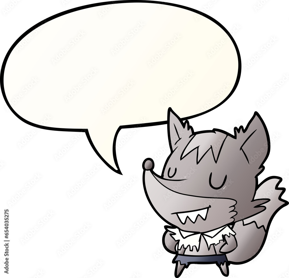 cartoon halloween werewolf with speech bubble in smooth gradient style cartoon halloween werewolf with speech bubble in smooth gradient style