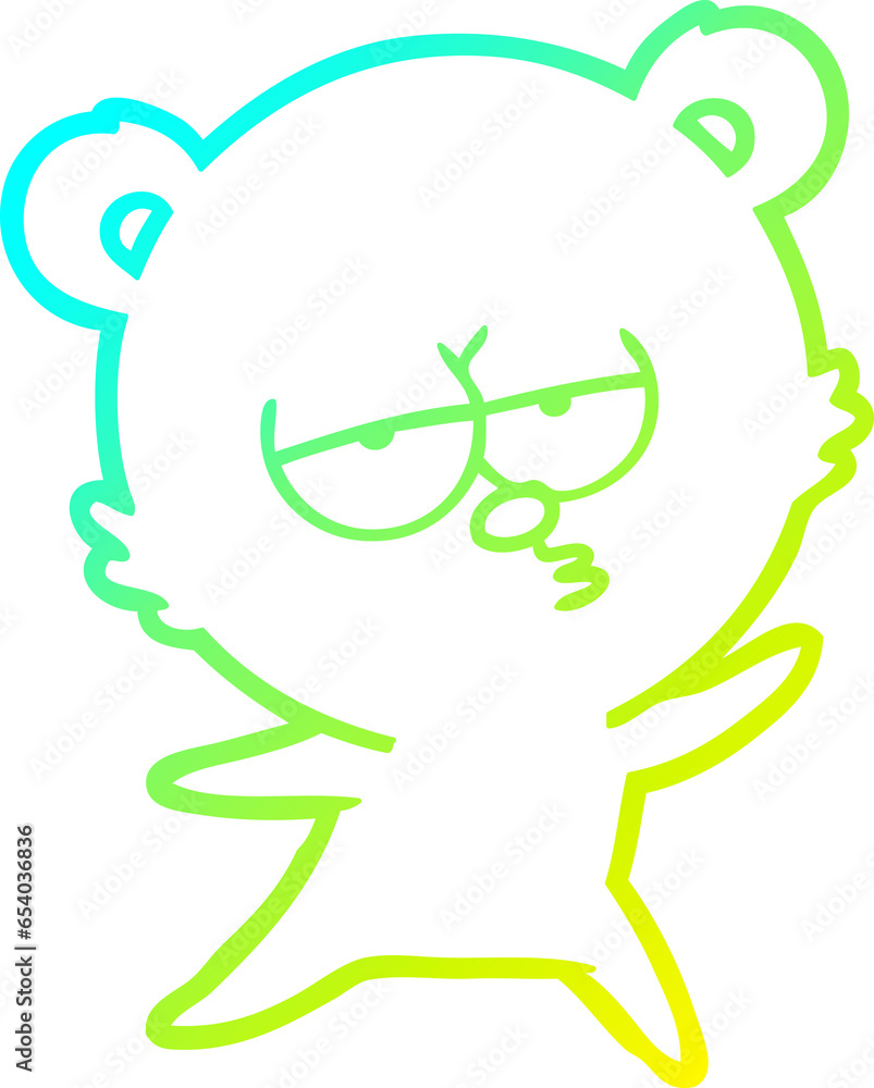 cold gradient line drawing of a bored bear cartoon cold gradient line drawing of a bored bear cartoon