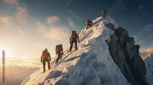 Summit Conquest: Climbing Team's Thrilling Ascent to Inspiring Peak   © indeep