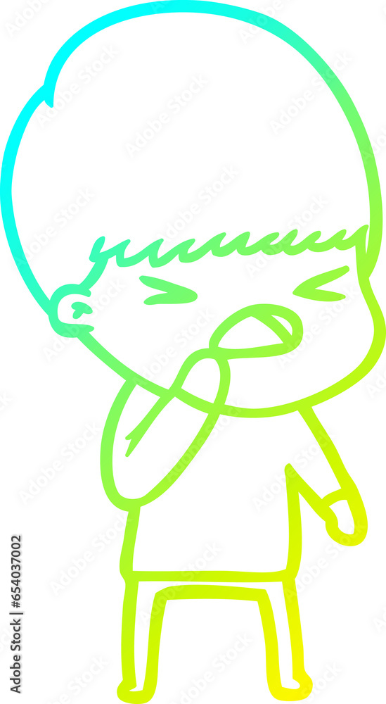 cold gradient line drawing of a cartoon stressed man cold gradient line drawing of a cartoon stressed man