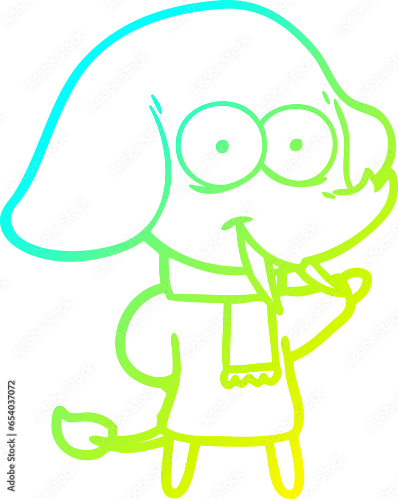 cold gradient line drawing of a happy cartoon elephant cold gradient line drawing of a happy cartoon elephant