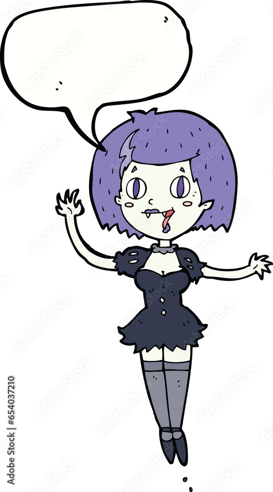 cartoon happy vampire girl with speech bubble cartoon happy vampire girl with speech bubble