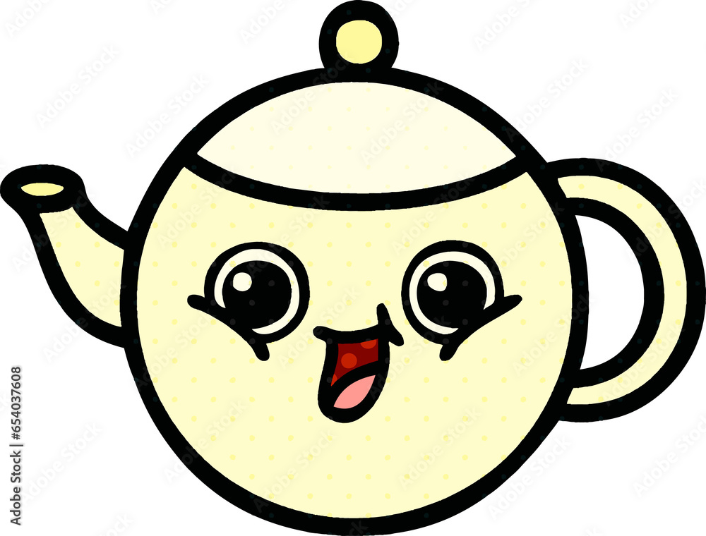 comic book style cartoon of a tea pot comic book style cartoon of a tea pot