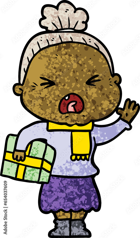 Fototapeta premium cartoon angry old woman