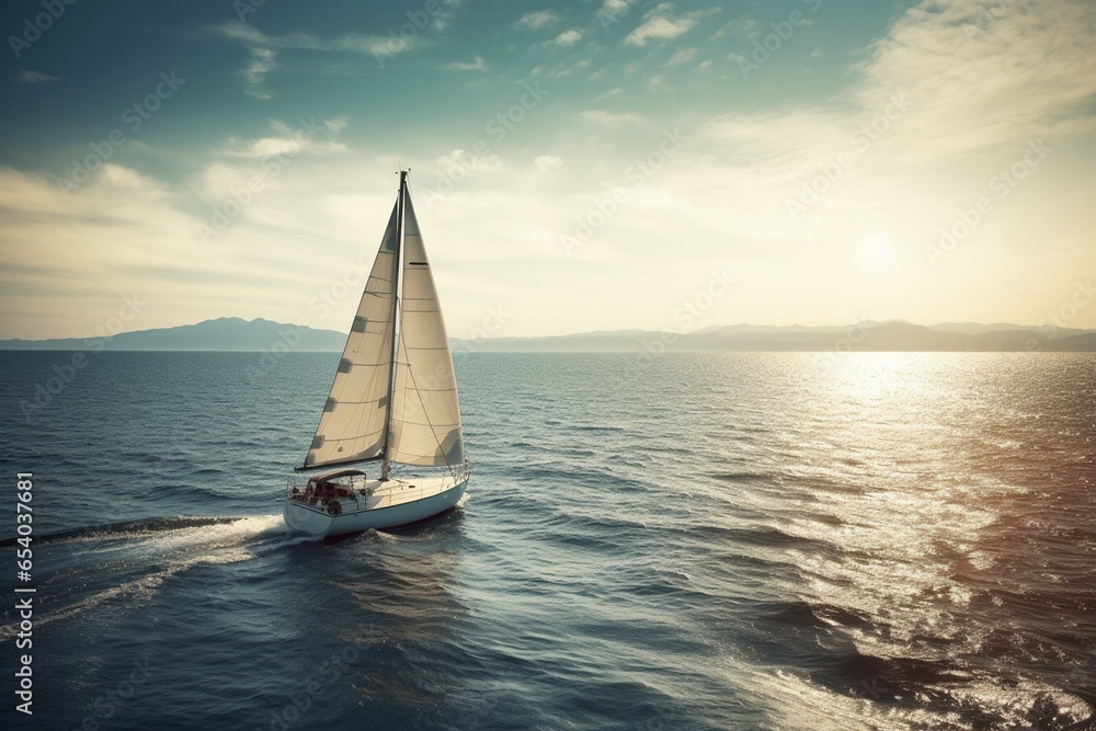 Sailing yacht at sea. Generative AI