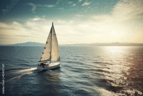 Sailing yacht at sea. Generative AI
