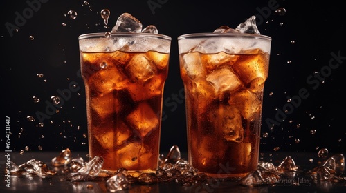 Cooling Coffee Bliss: Iced Cups Adorned with Glistening Condensation

