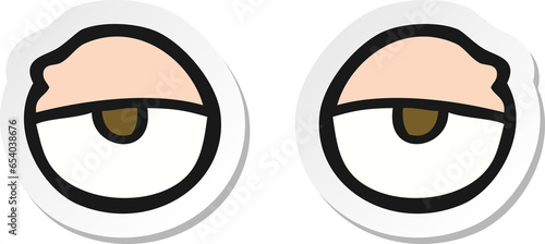 Fototapeta Naklejka Na Ścianę i Meble -  sticker of a cartoon tired eyes