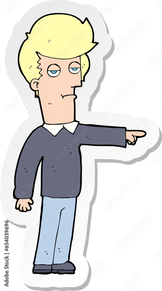 sticker of a cartoon pointing man