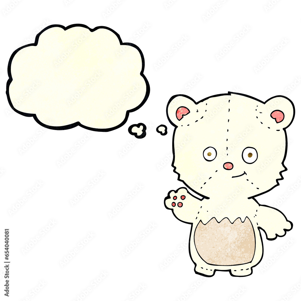 cartoon polar bear cub waving with thought bubble cartoon polar bear cub waving with thought bubble