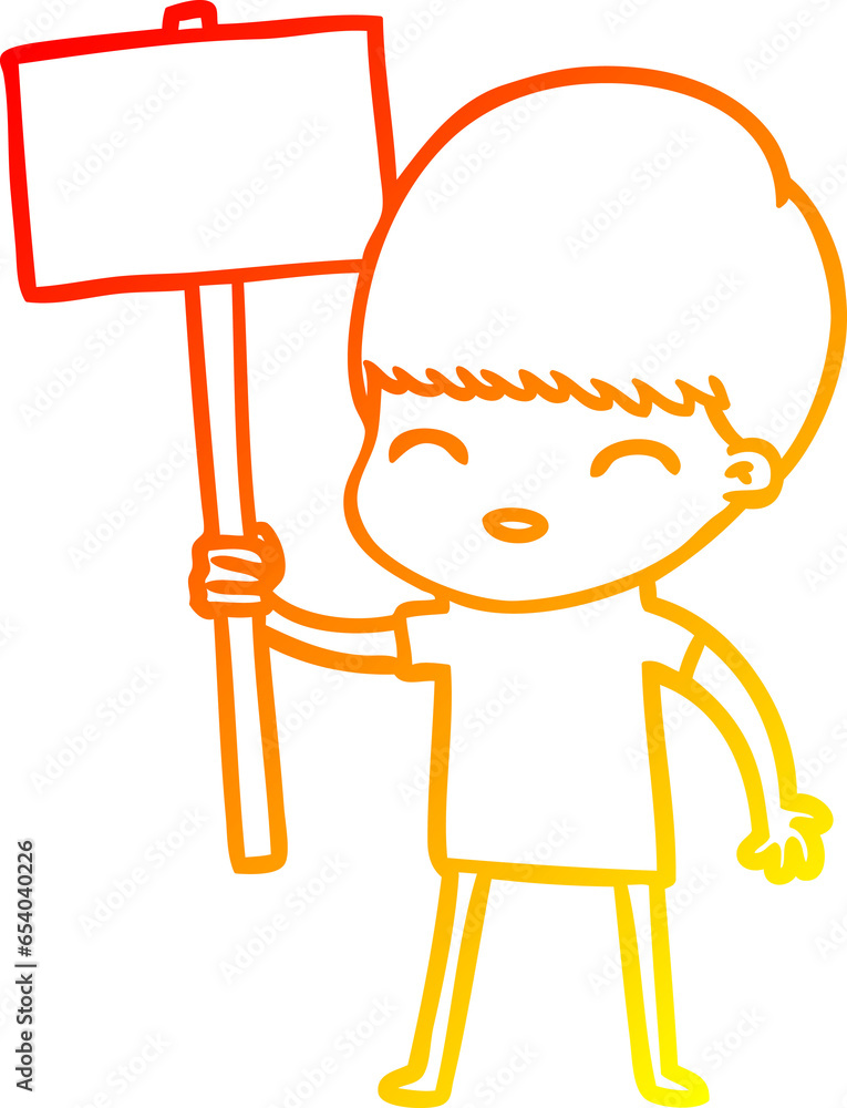 warm gradient line drawing of a happy cartoon boy warm gradient line drawing of a happy cartoon boy