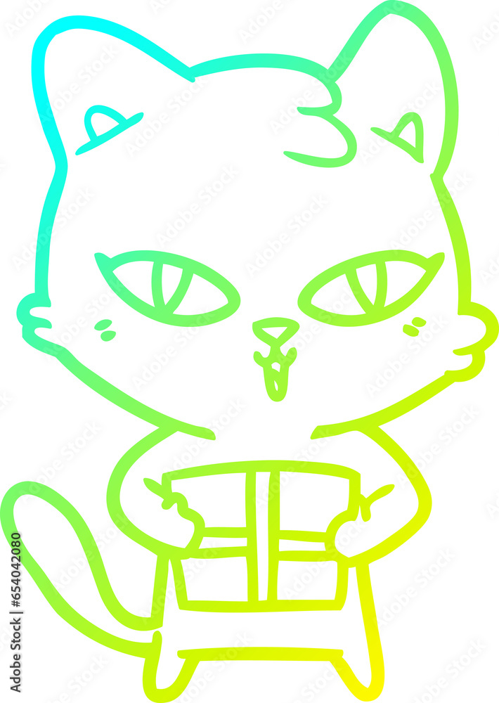 cold gradient line drawing of a cartoon cat cold gradient line drawing of a cartoon cat