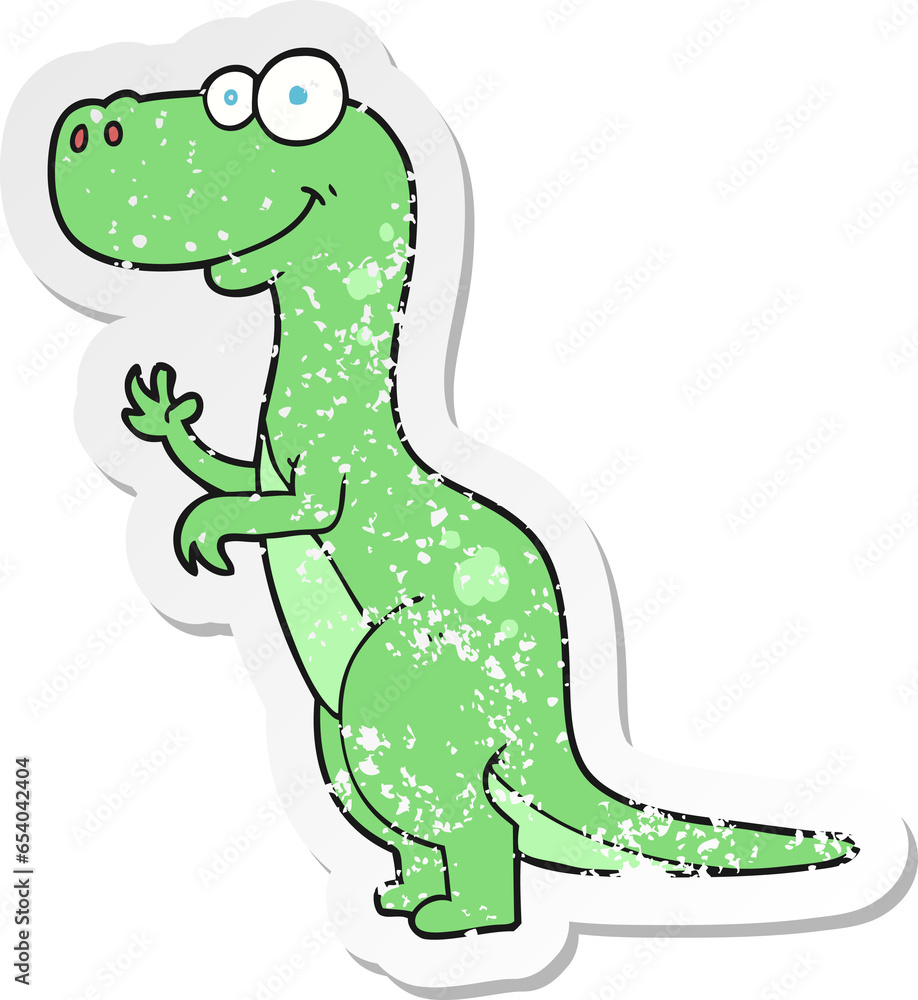 retro distressed sticker of a cartoon dinosaur retro distressed sticker of a cartoon dinosaur