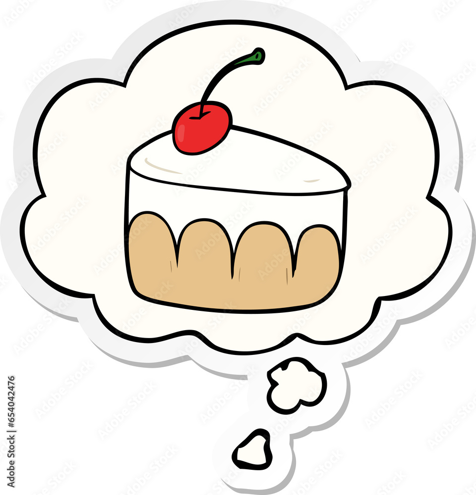 cartoon dessert with thought bubble as a printed sticker cartoon dessert with thought bubble as a printed sticker