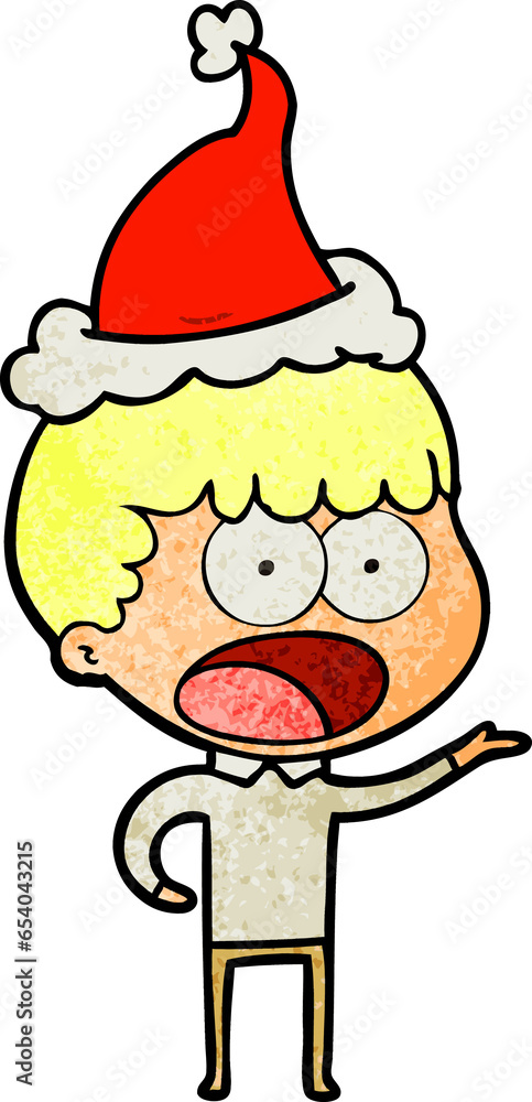 hand drawn textured cartoon of a shocked man wearing santa hat hand drawn textured cartoon of a shocked man wearing santa hat