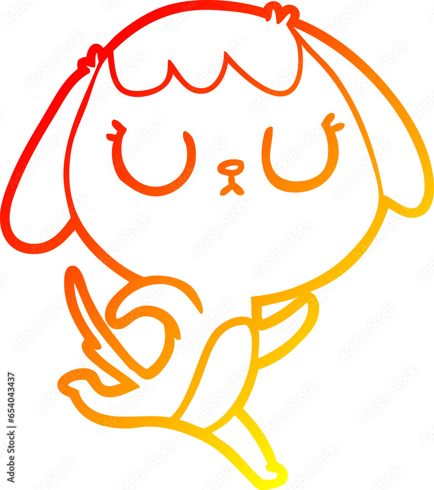 warm gradient line drawing of a cute cartoon dog warm gradient line drawing of a cute cartoon dog