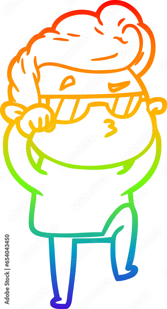 rainbow gradient line drawing of a cartoon cool guy rainbow gradient line drawing of a cartoon cool guy
