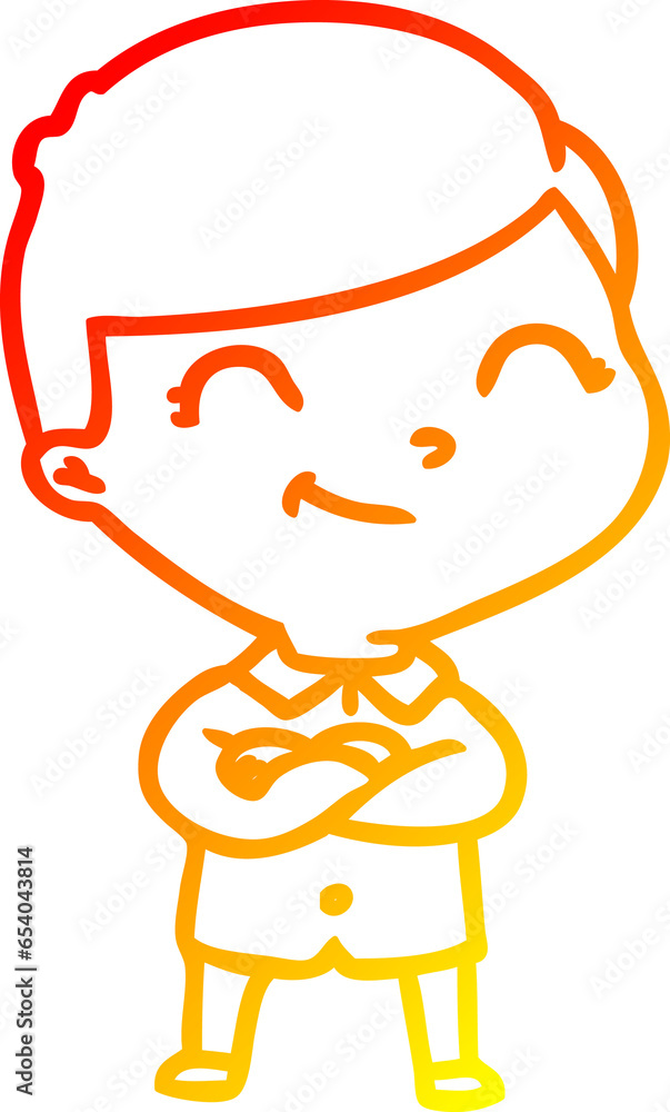 warm gradient line drawing of a cartoon boy smiling warm gradient line drawing of a cartoon boy smiling
