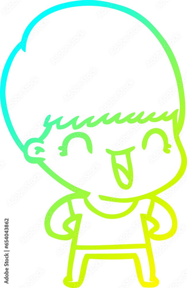 cold gradient line drawing of a happy cartoon boy cold gradient line drawing of a happy cartoon boy