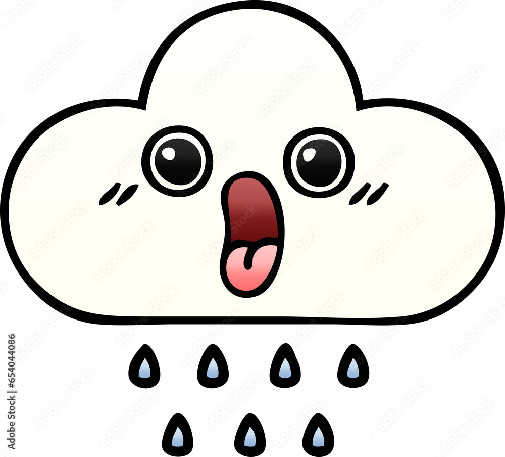 gradient shaded cartoon of a rain cloud gradient shaded cartoon of a rain cloud