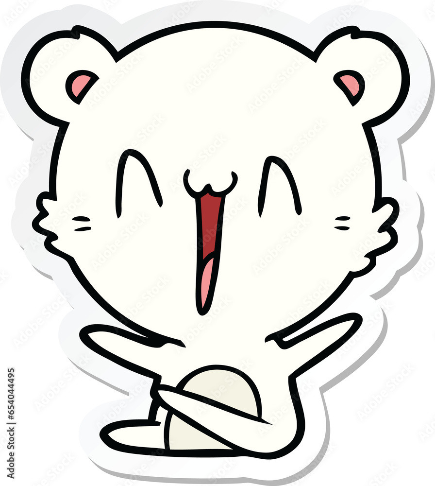 sticker of a laughing polar bear cartoon sticker of a laughing polar bear cartoon