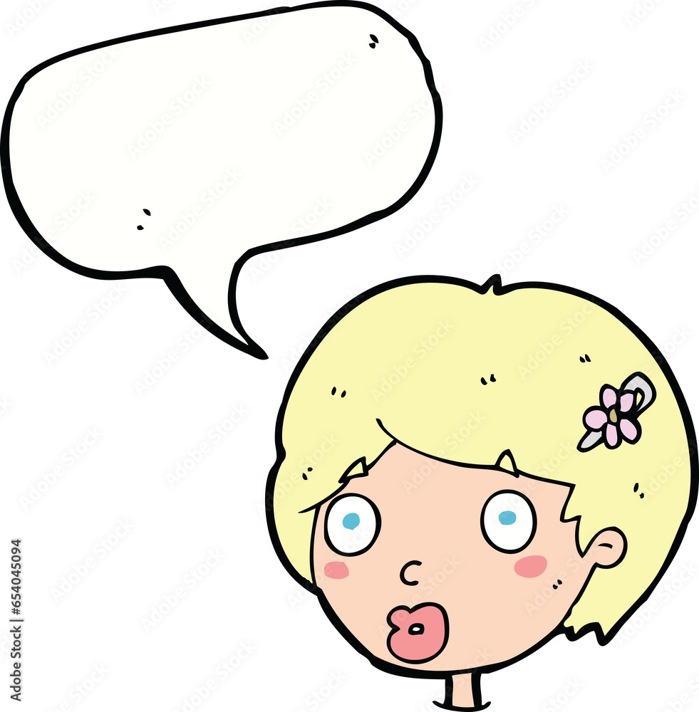 cartoon surprised female face with speech bubble cartoon surprised female face with speech bubble