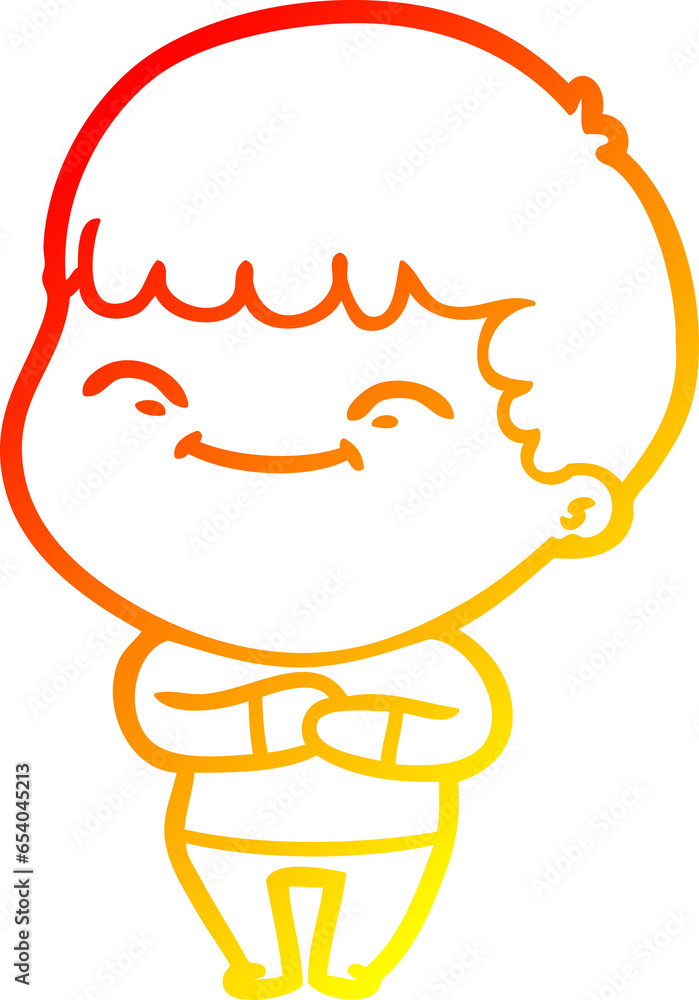 warm gradient line drawing of a cartoon happy boy warm gradient line drawing of a cartoon happy boy