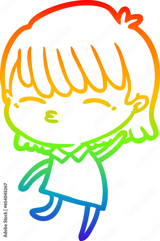 rainbow gradient line drawing of a cartoon woman rainbow gradient line drawing of a cartoon woman