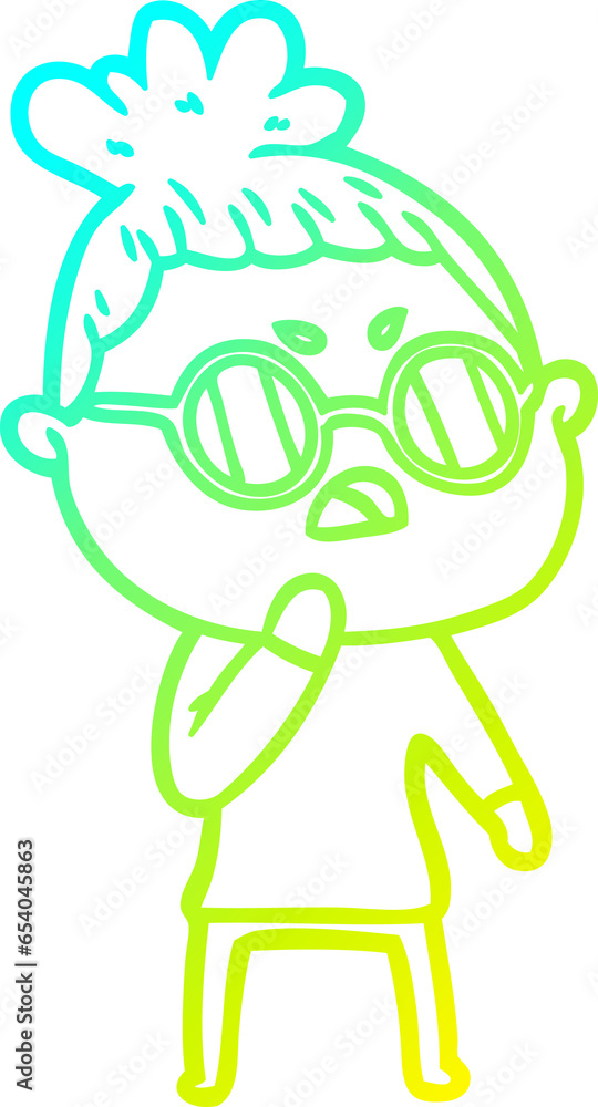 cold gradient line drawing of a cartoon annoyed woman cold gradient line drawing of a cartoon annoyed woman