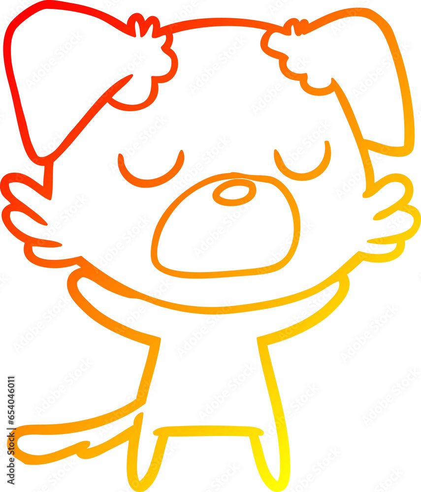 warm gradient line drawing of a cartoon dog warm gradient line drawing of a cartoon dog