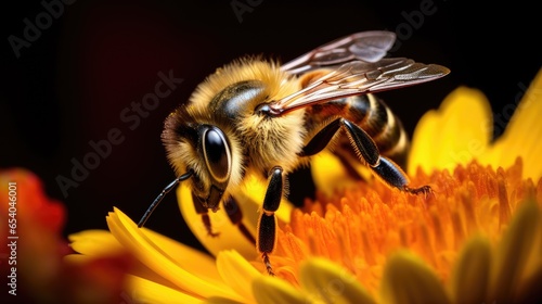 "Tiny Pollinator: Honey Bee's Delicate Nectar Quest"

