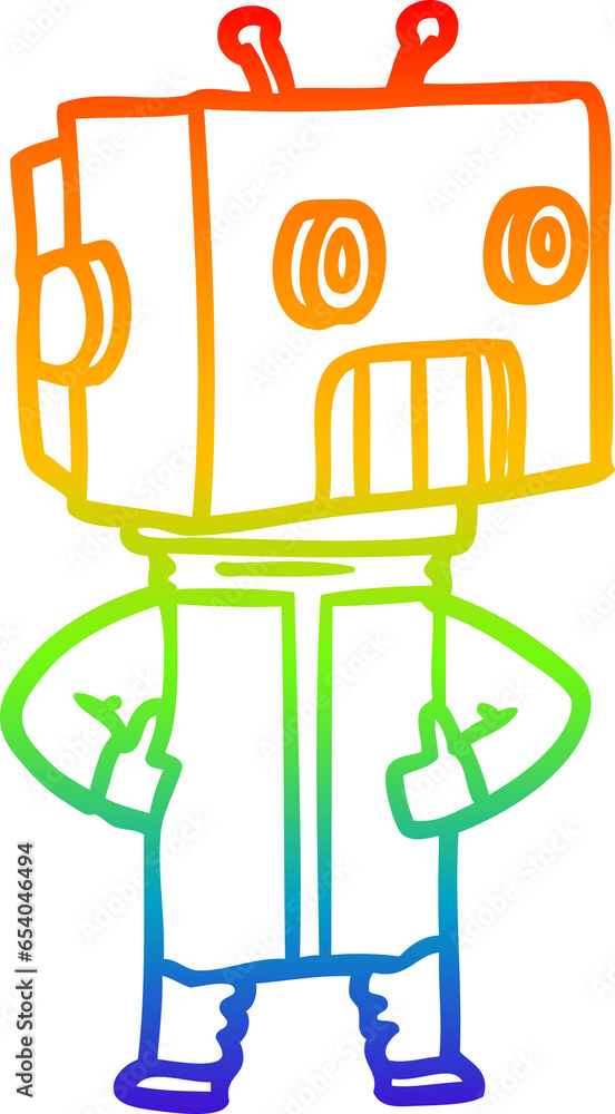 rainbow gradient line drawing of a cartoon robot rainbow gradient line drawing of a cartoon robot
