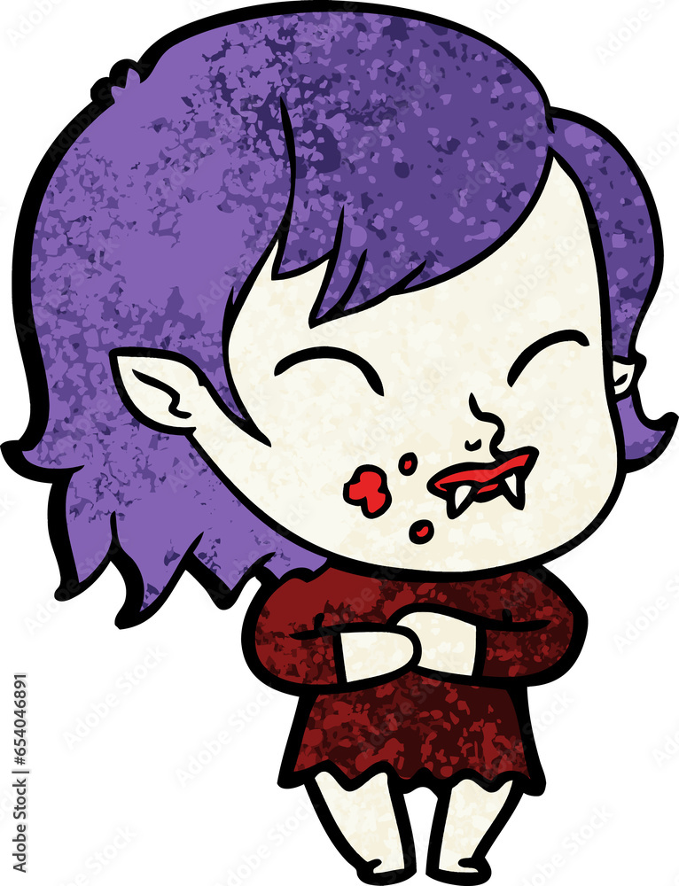 cartoon vampire girl with blood on cheek cartoon vampire girl with blood on cheek