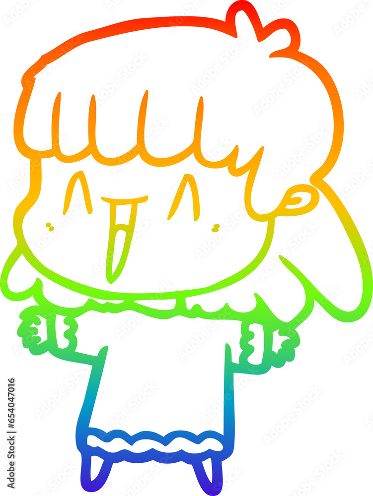 rainbow gradient line drawing of a cartoon woman rainbow gradient line drawing of a cartoon woman