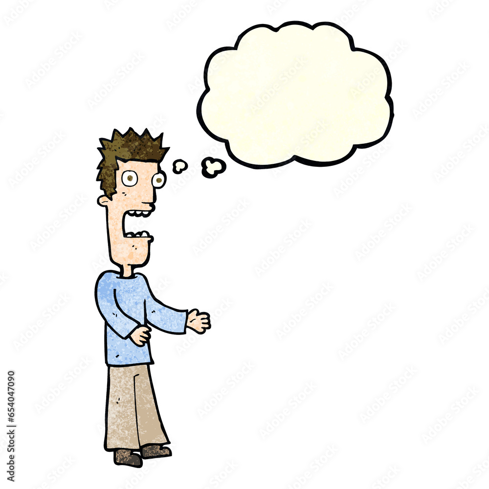 cartoon man freaking out with thought bubble cartoon man freaking out with thought bubble