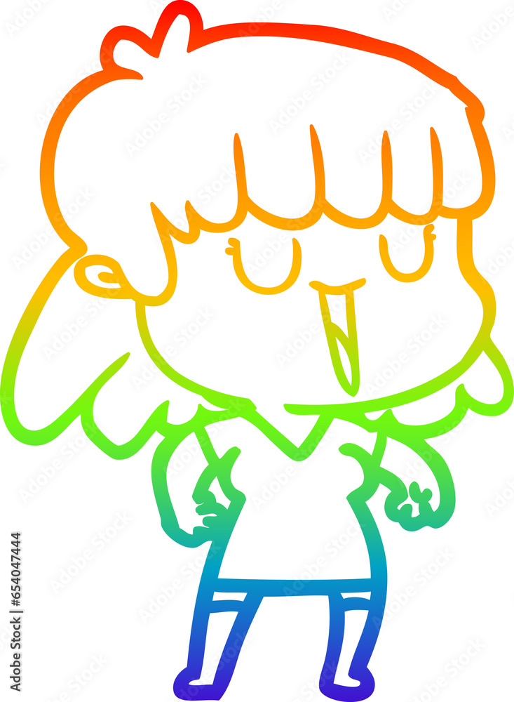 rainbow gradient line drawing of a cartoon woman rainbow gradient line drawing of a cartoon woman