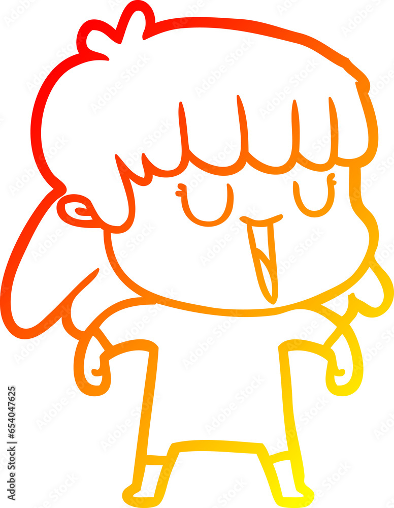 warm gradient line drawing of a cartoon woman warm gradient line drawing of a cartoon woman