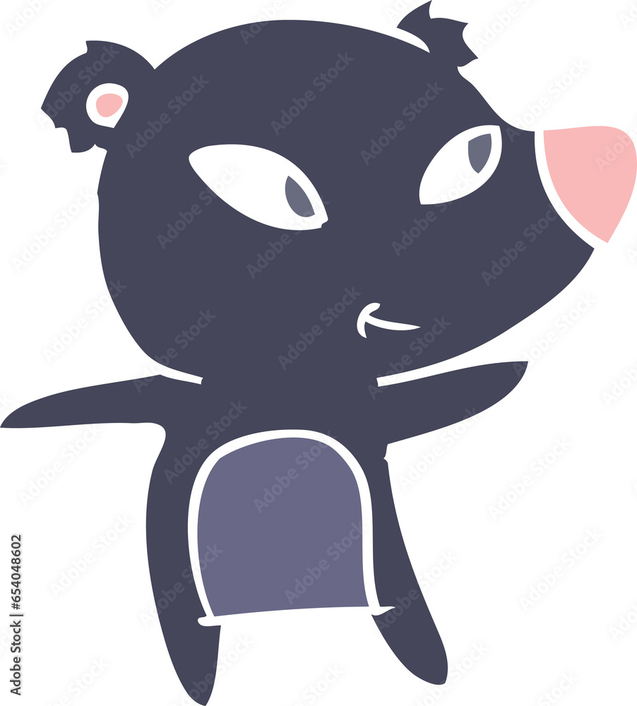 cute flat color style cartoon bear