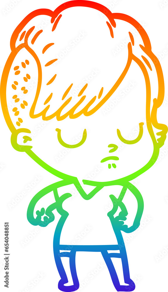 rainbow gradient line drawing of a cartoon woman rainbow gradient line drawing of a cartoon woman