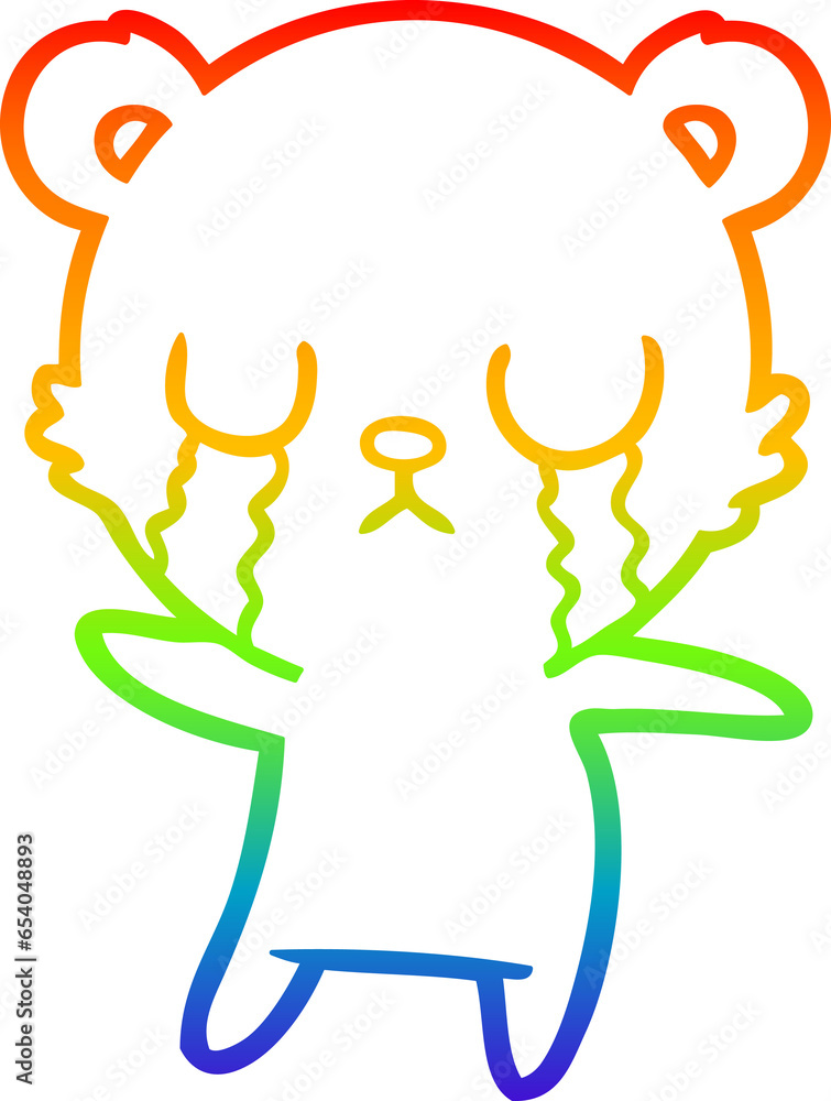 rainbow gradient line drawing of a crying polar bear cartoon rainbow gradient line drawing of a crying polar bear cartoon