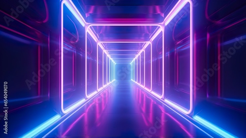 abstract background with lights, Vibrant Neon-Lit Futuristic Tunnels Cyberpunk-Inspired Digital Background