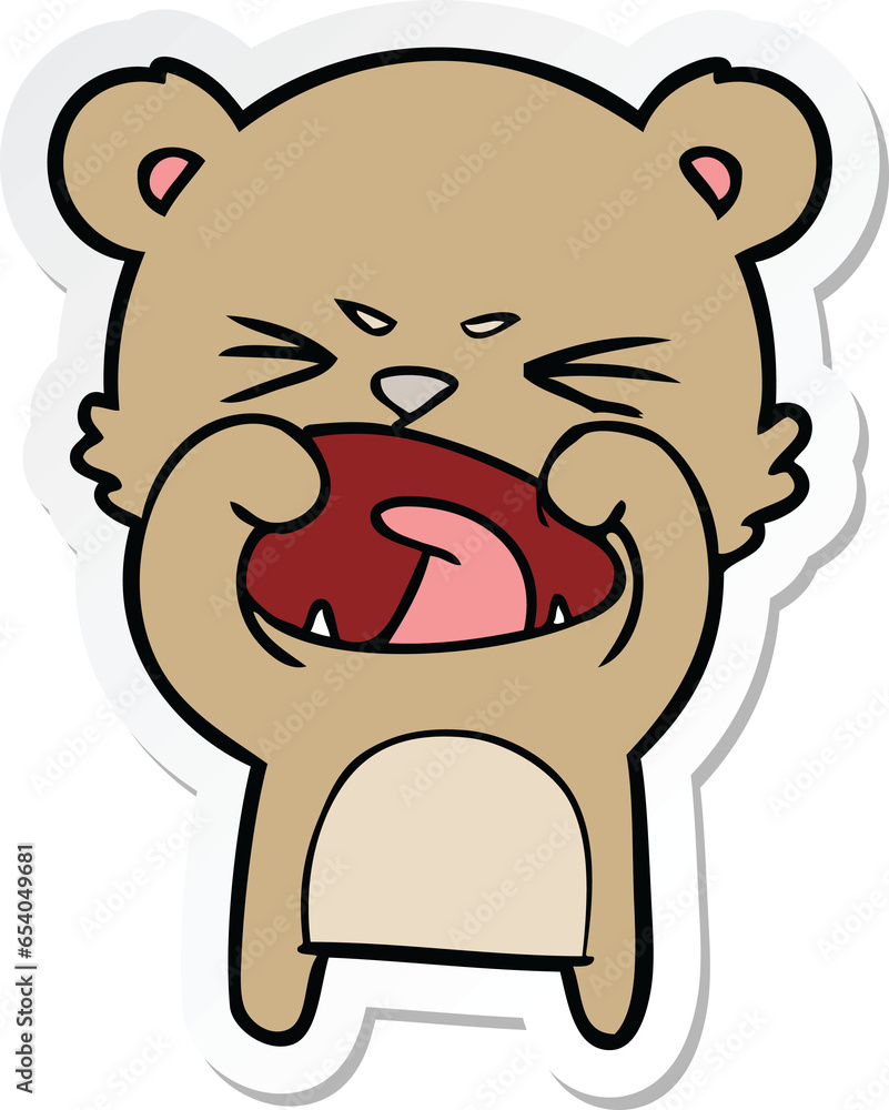 sticker of a angry cartoon bear sticker of a angry cartoon bear